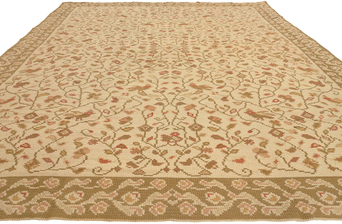 8 x 11 - Beige Antique Portugese Needelpoint Rug - 77210