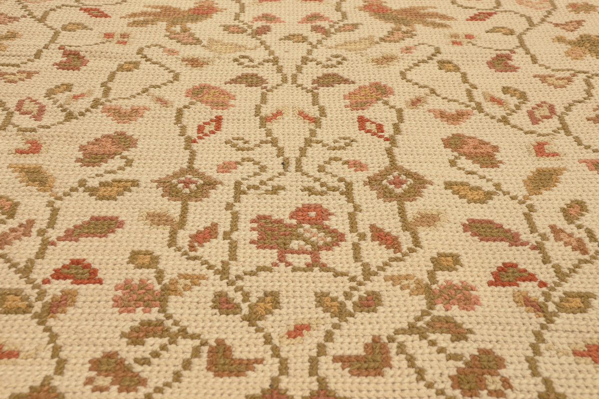 8 x 11 - Beige Antique Portugese Needelpoint Rug - 77210