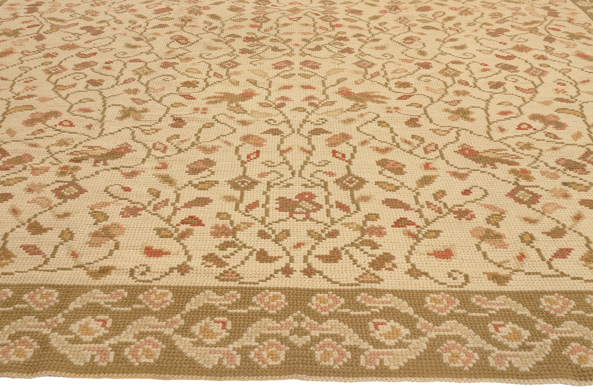 8 x 11 - Beige Antique Portugese Needelpoint Rug - 77210