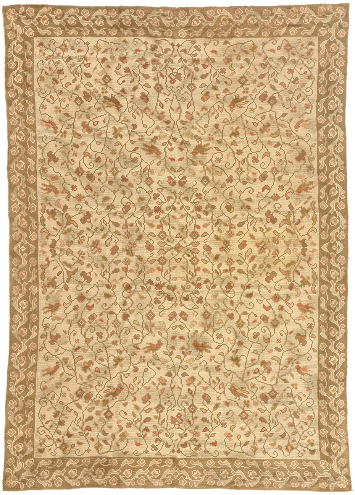 8 x 11 - Beige Antique Portugese Needelpoint Rug - 77210
