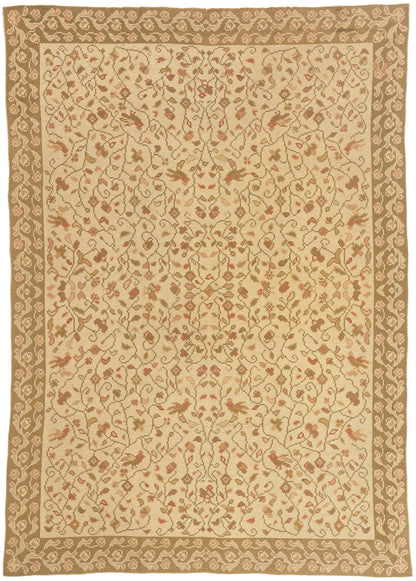 8 x 11 - Beige Antique Portugese Needelpoint Rug - 77210