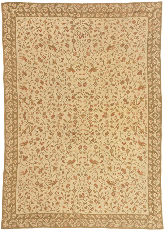 8 x 11 - Beige Antique Portugese Needelpoint Rug - 77210