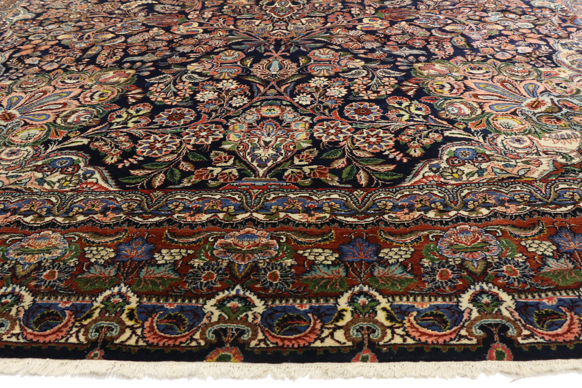 11 x 19 - Navy Blue Antique Persian Hamadan Rug - 77214