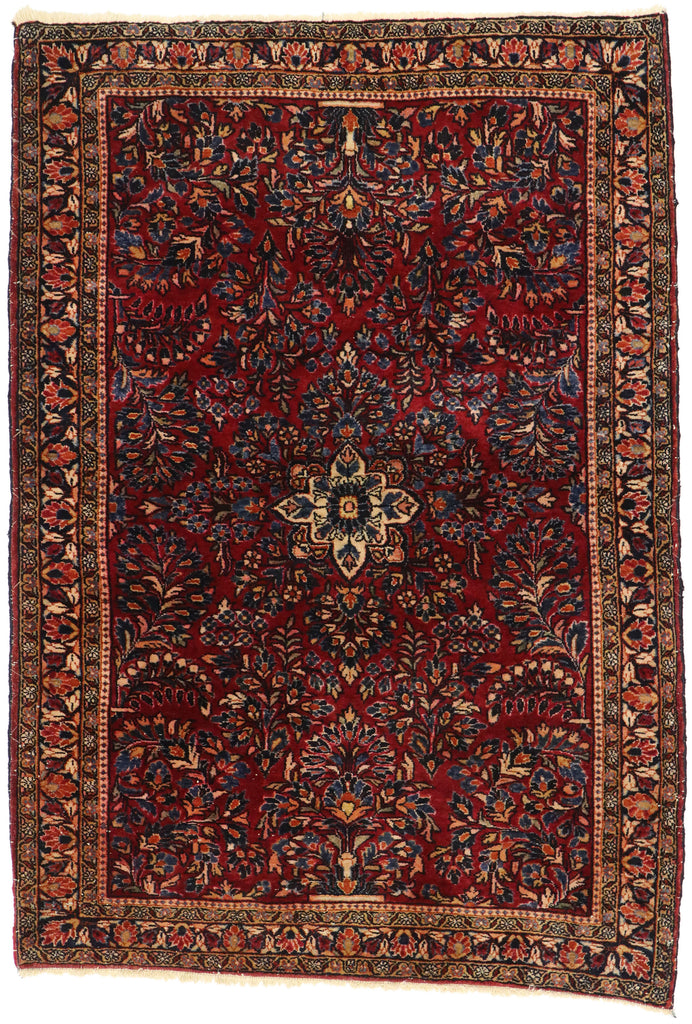 4 x 5 - Red Antique Persian Sarouk Rug - 77235