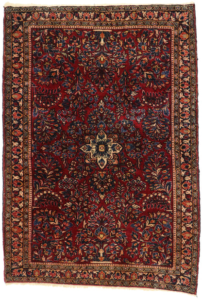 4 x 5 - Red Antique Persian Sarouk Rug - 77235
