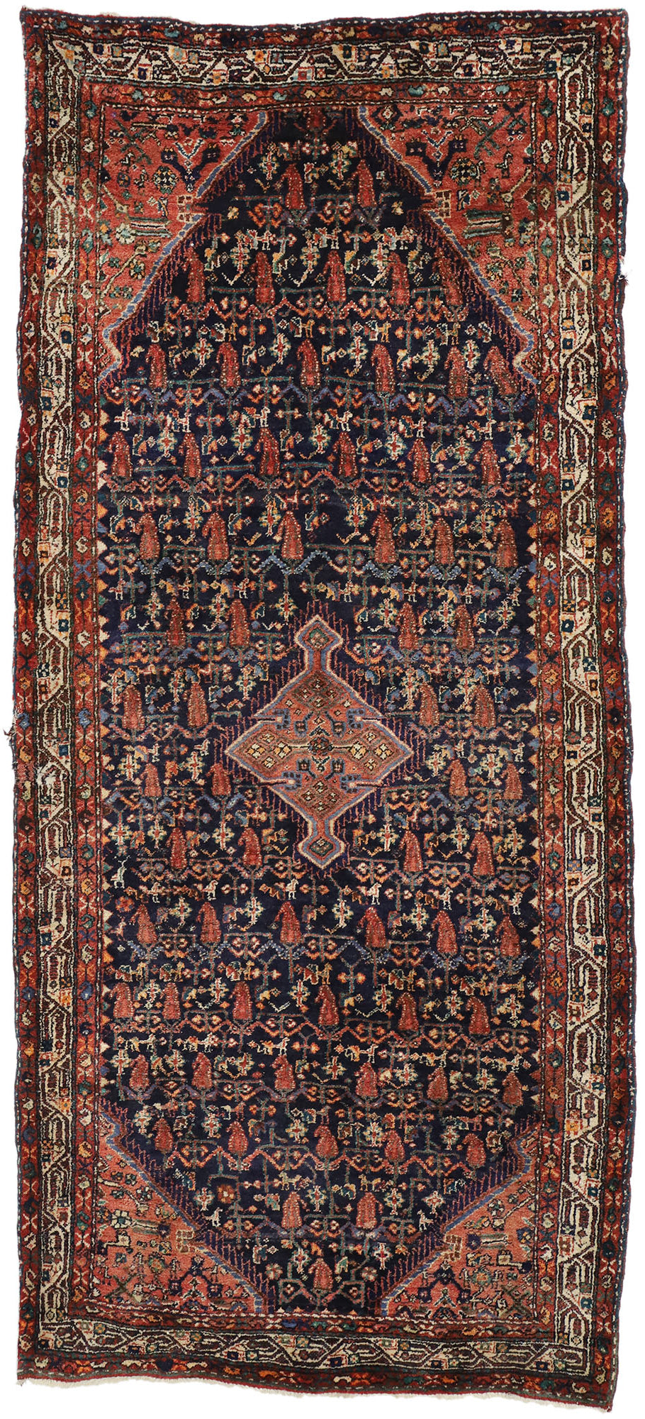 4 x 9 - Red Antique Persian Hamadan Rug - 77343