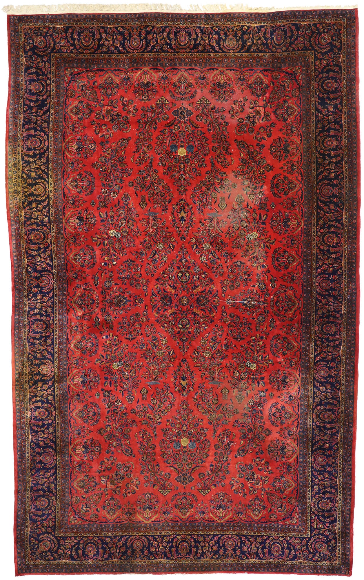 11 x 17 - Red Antique Persian Kashan Rug - 77370