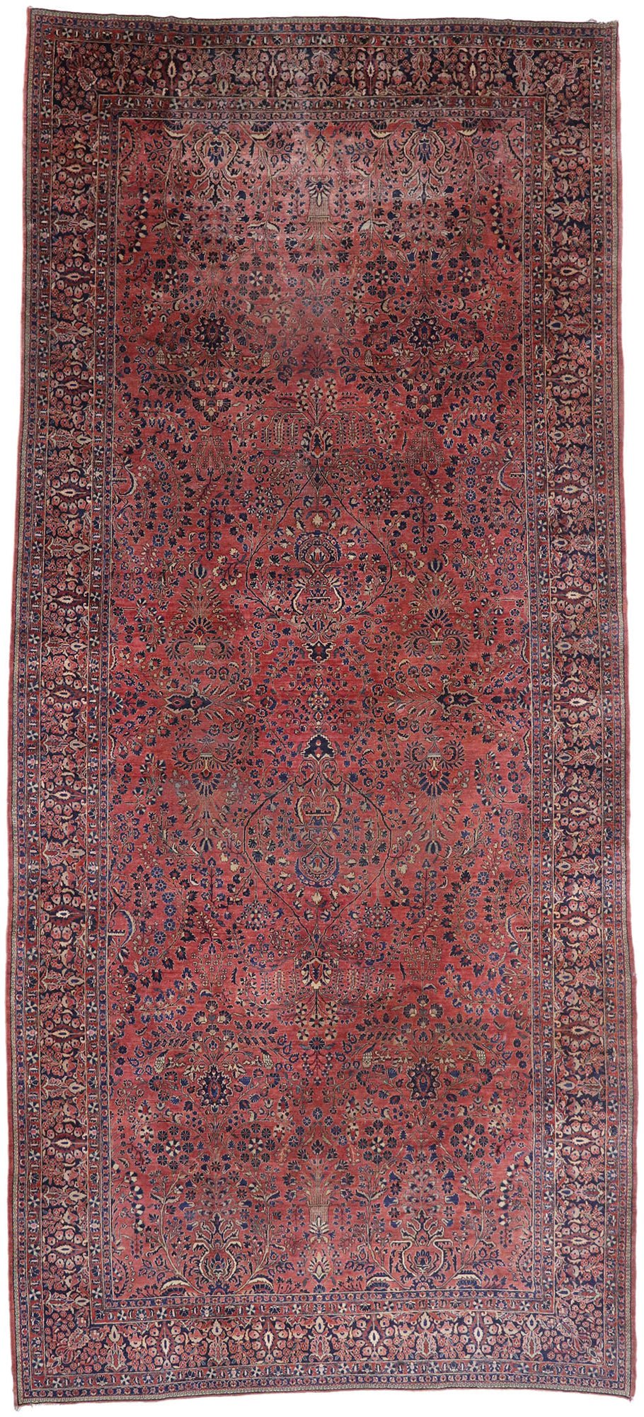 11 x 23 - Red Antique Persian Sarouk Rug - 77381
