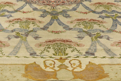 15 x 19 - Beige Antique Turkish Hereke Rug - 77433