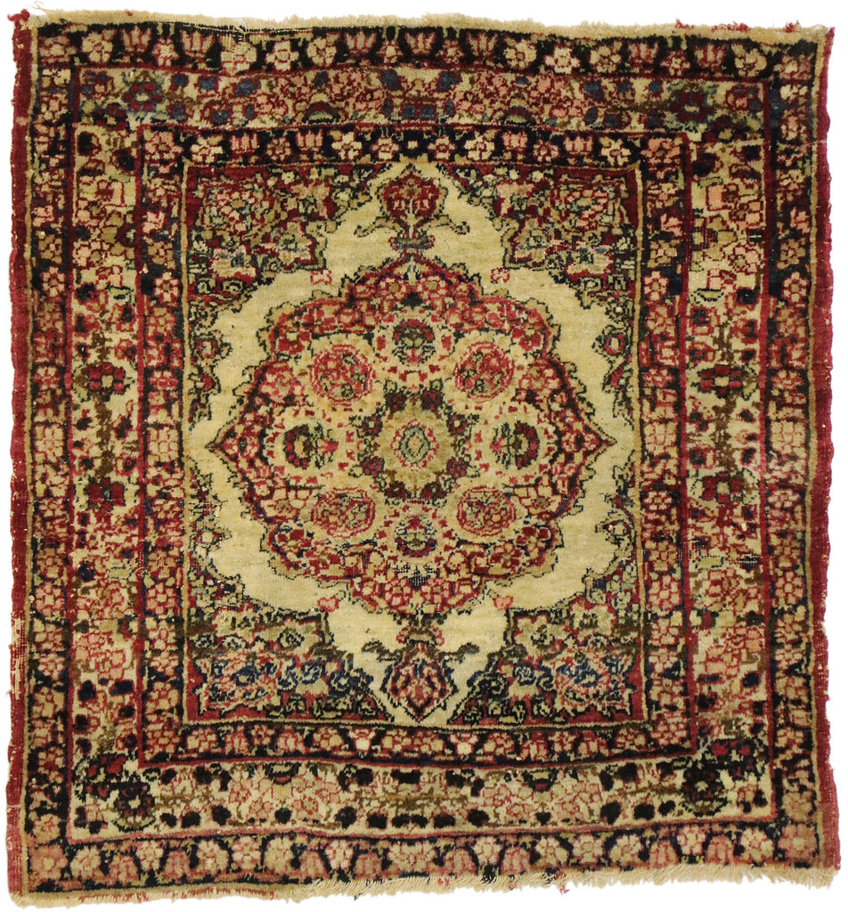 2 x 2 - Burgundy Antique Persian Kermanshah Rug - 77464
