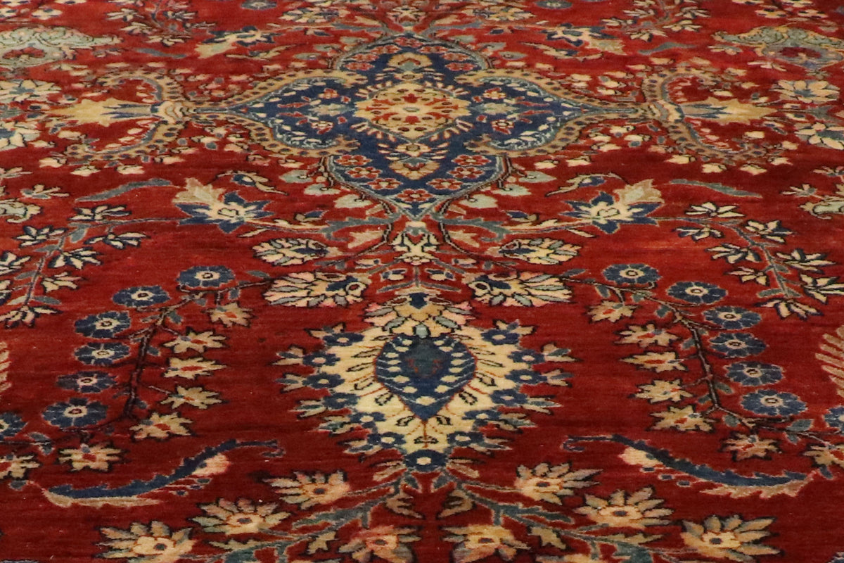 9 x 12 - Red Antique Persian Sarouk Rug - 77516
