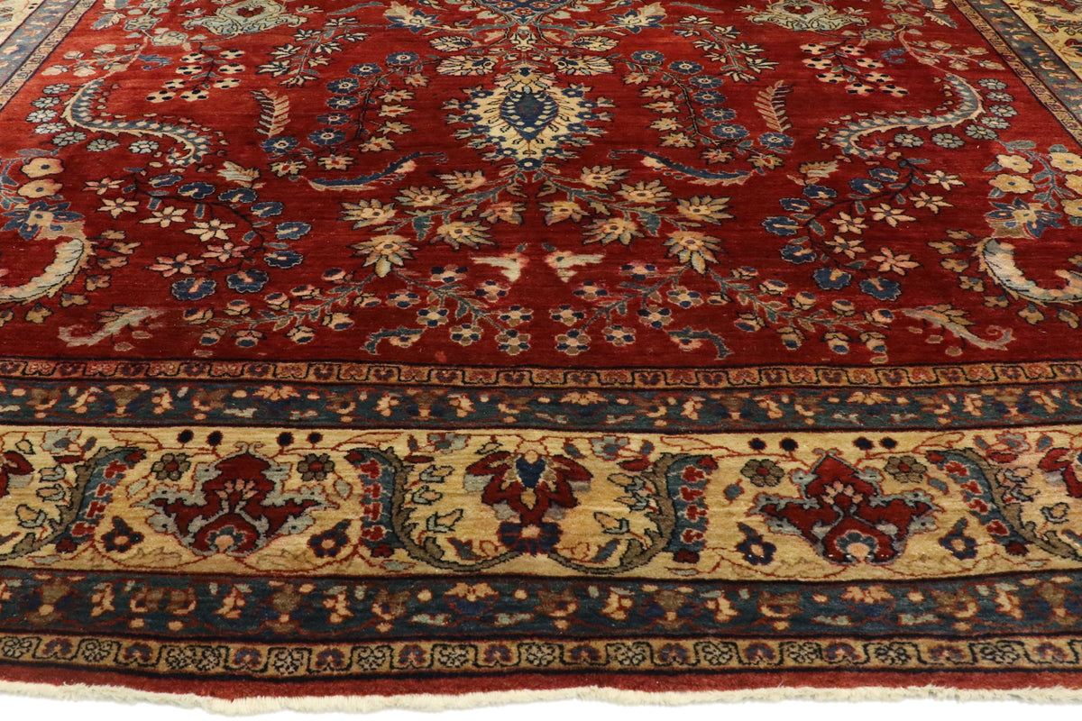 9 x 12 - Red Antique Persian Sarouk Rug - 77516