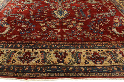 9 x 12 - Red Antique Persian Sarouk Rug - 77516