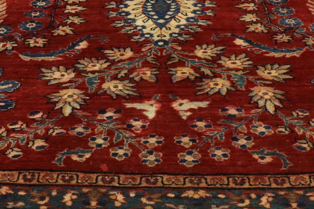 9 x 12 - Red Antique Persian Sarouk Rug - 77516