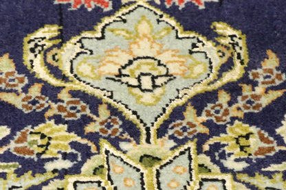 2 x 2 - Navy Blue Vintage Persian Kerman Rug - 77578
