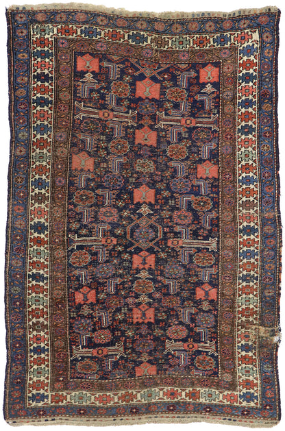 4 x 6 - Navy Blue Antique Persian Bijar Rug - 77611