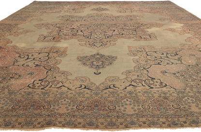 10 x 13 - Beige Antique Persian Kerman Rug - 77627