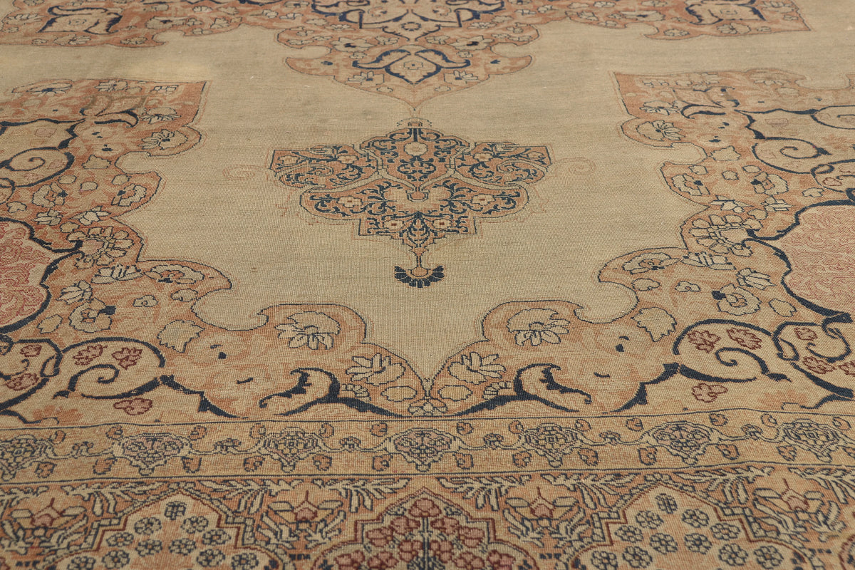 10 x 13 - Beige Antique Persian Kerman Rug - 77627