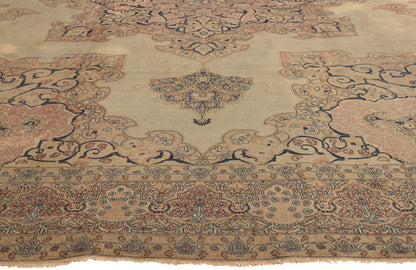 10 x 13 - Beige Antique Persian Kerman Rug - 77627