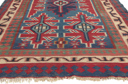 6 x 9 - Blue Vintage Persian Shiraz Rug - 77646