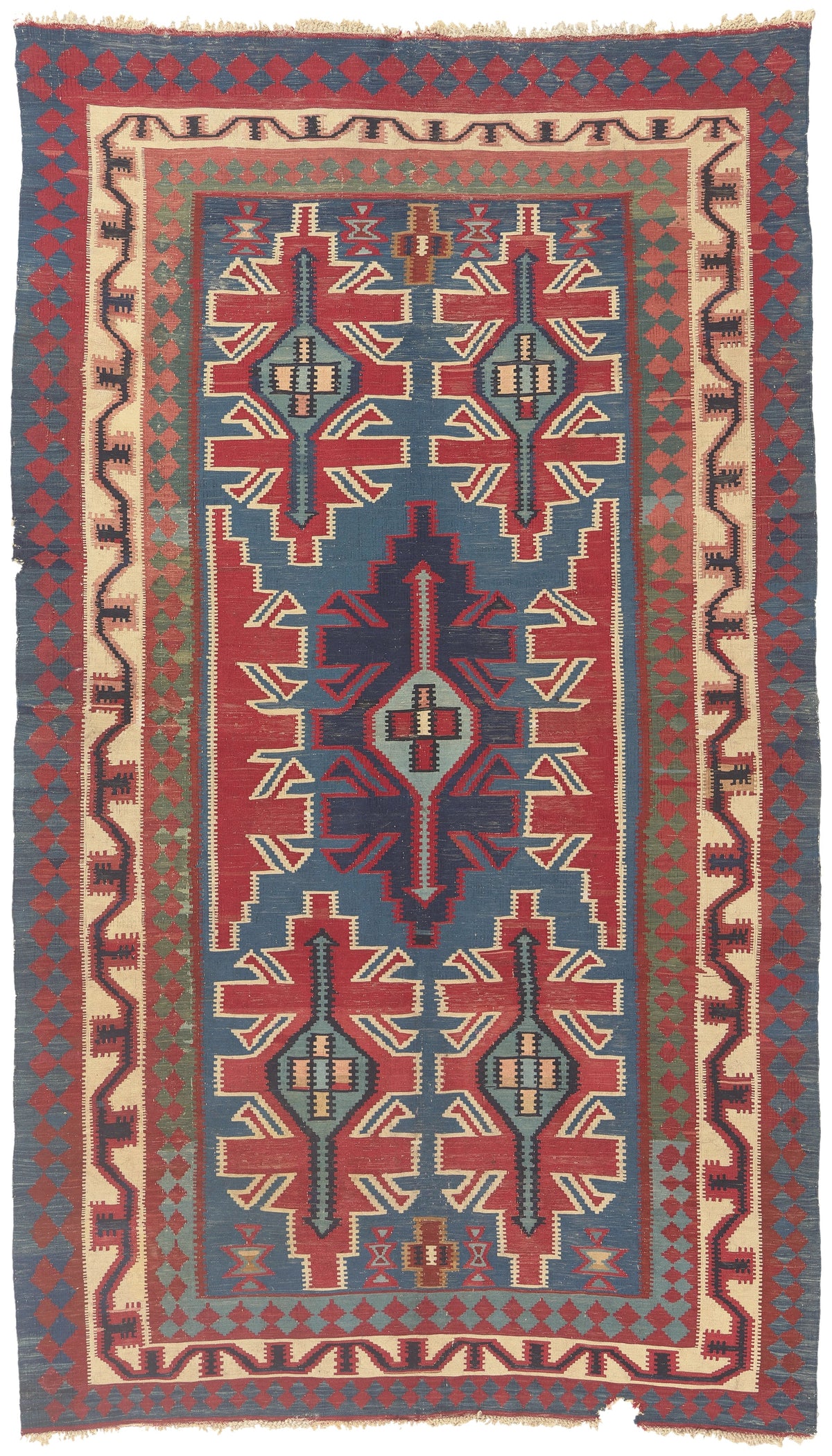 6 x 9 - Blue Vintage Persian Shiraz Rug - 77646