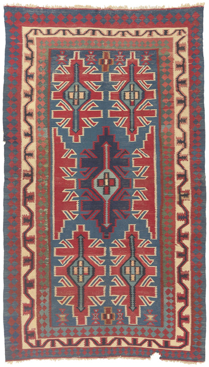 6 x 9 - Blue Vintage Persian Shiraz Rug - 77646