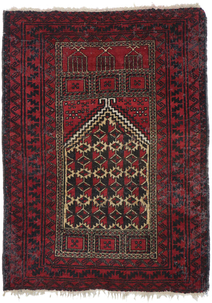 3 x 4 Vintage Herat Persian Baluch Prayer Rug 77785
