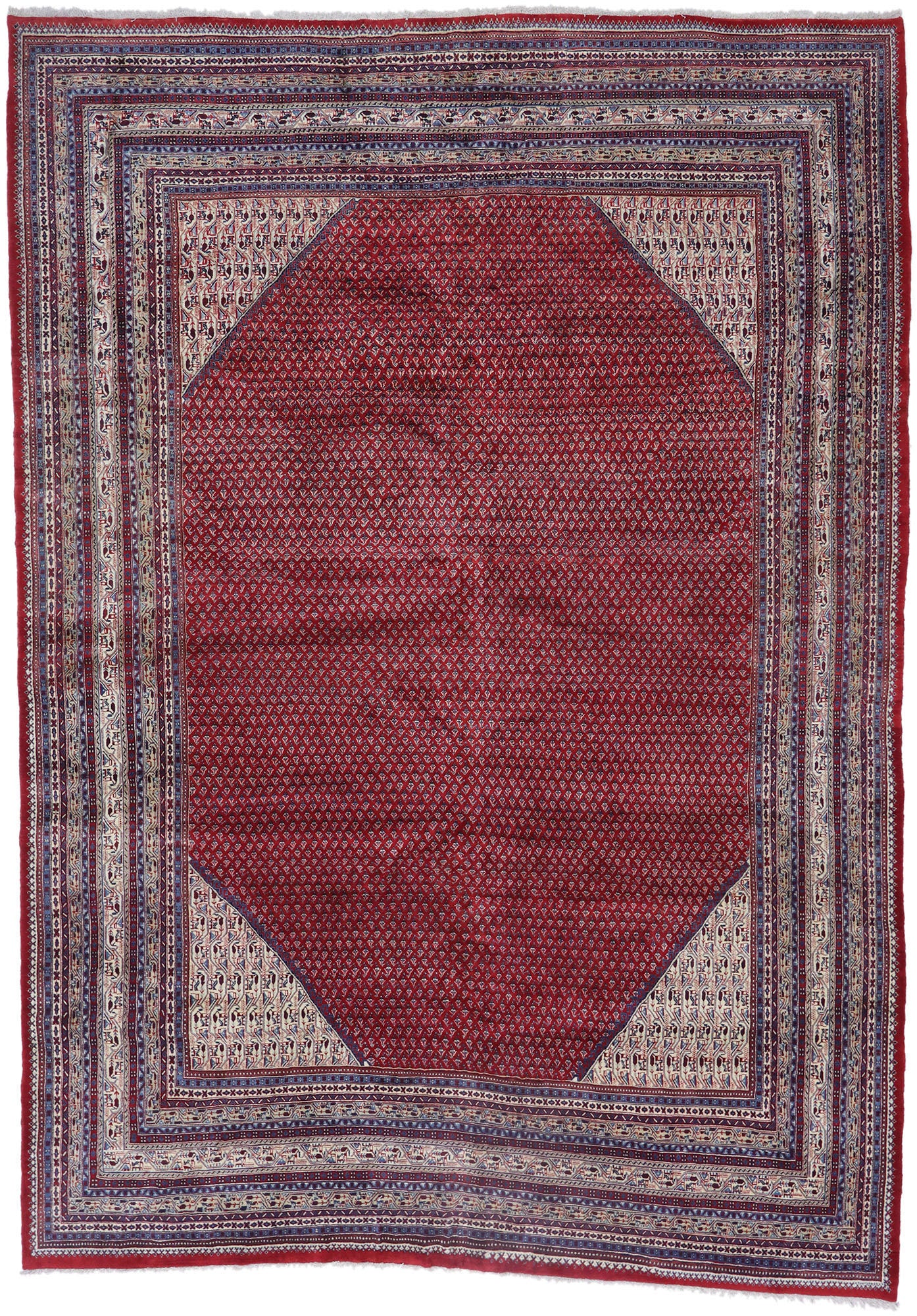 12 x 16 - Red Vintage Persian Sarouk Rug - 78064