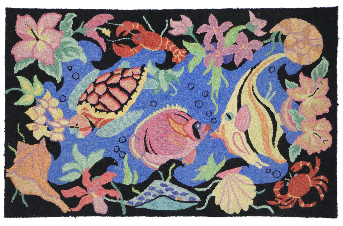 3 x 4 - Black Vintage Chinese Hook Rug - 78072