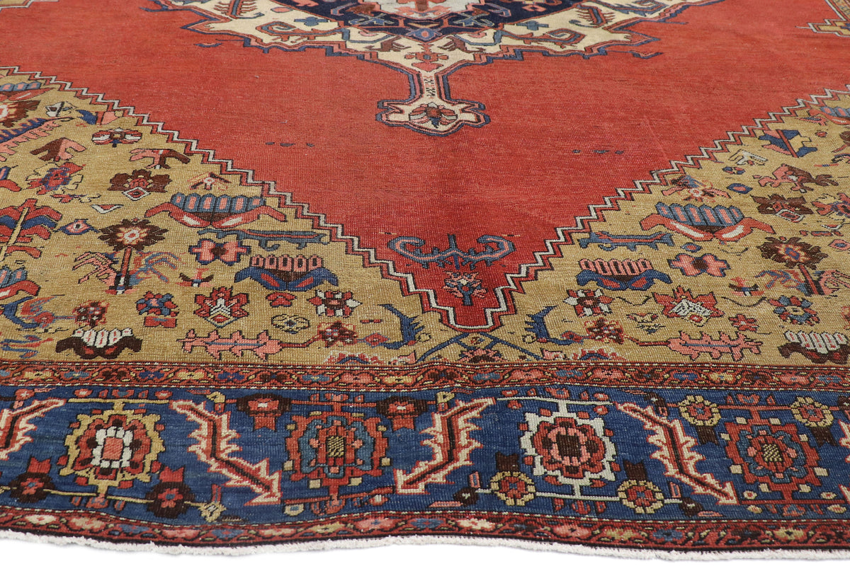 11 x 15 - Red Antique Persian Bakshaish Rug - 78085
