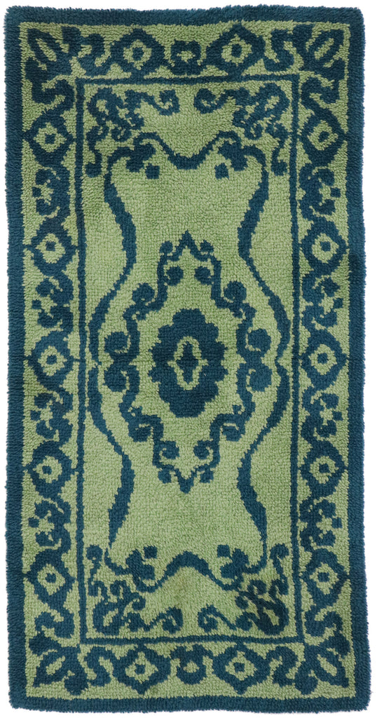 3 x 5 Vintage Green Swedish Pile Rug 78111