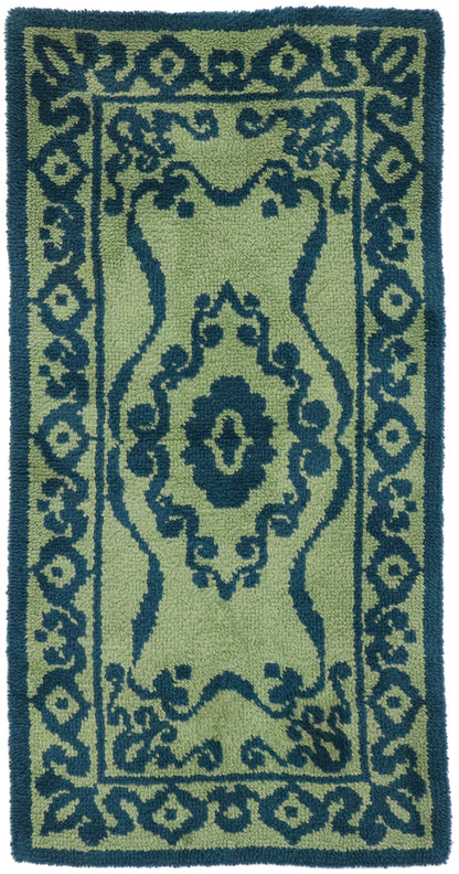 3 x 5 Vintage Green Swedish Pile Rug 78111