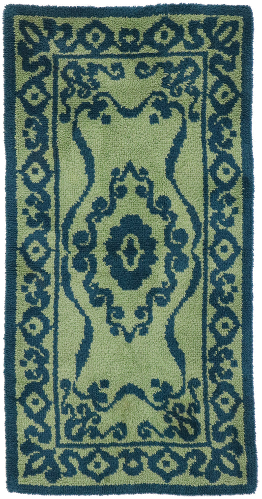 3 x 5 Vintage Green Swedish Pile Rug 78111