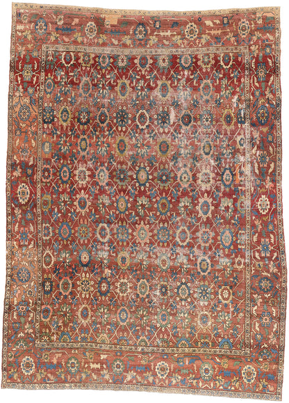 11 x 15 - Red Antique Persian Bakshaish Rug - 78290