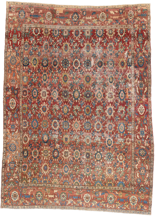 11 x 15 - Red Antique Persian Bakshaish Rug - 78290