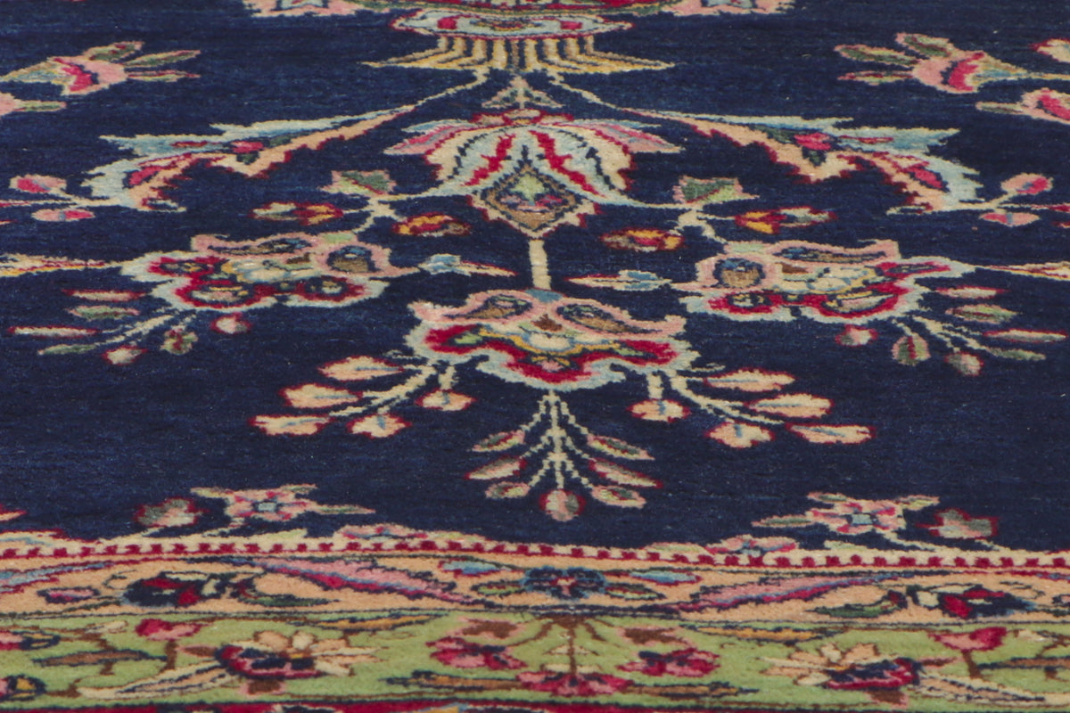 11 x 16 - Navy Blue Vintage Persian Kerman Rug - 78336