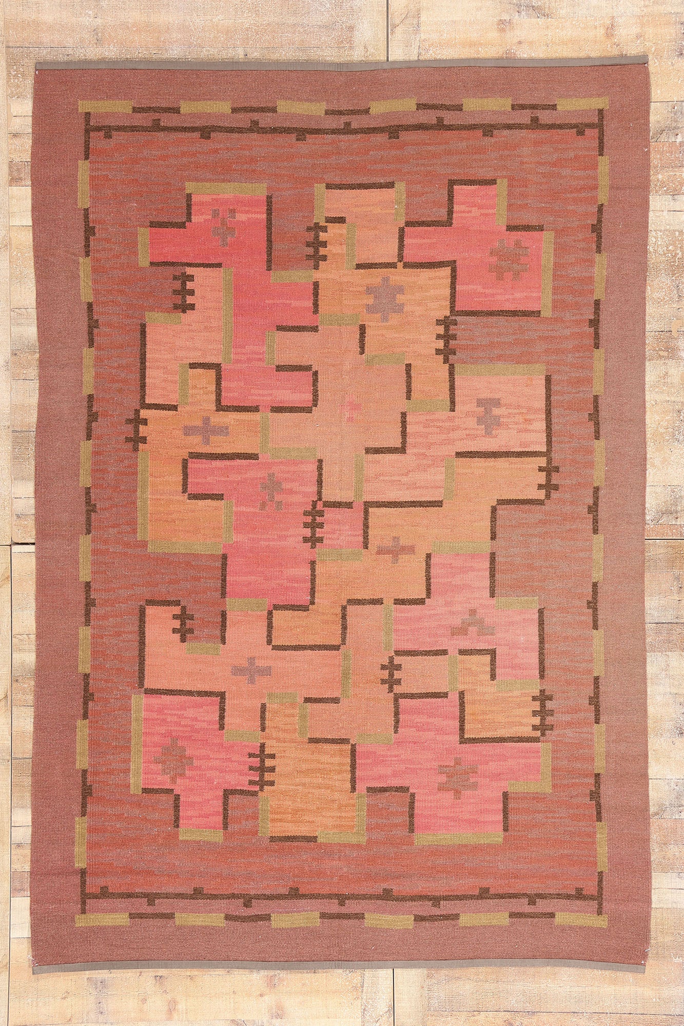 7 x 10 - Pink Vintage Finnish Rollakan Rug - 78476