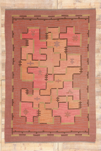 7 x 10 - Pink Vintage Finnish Rollakan Rug - 78476