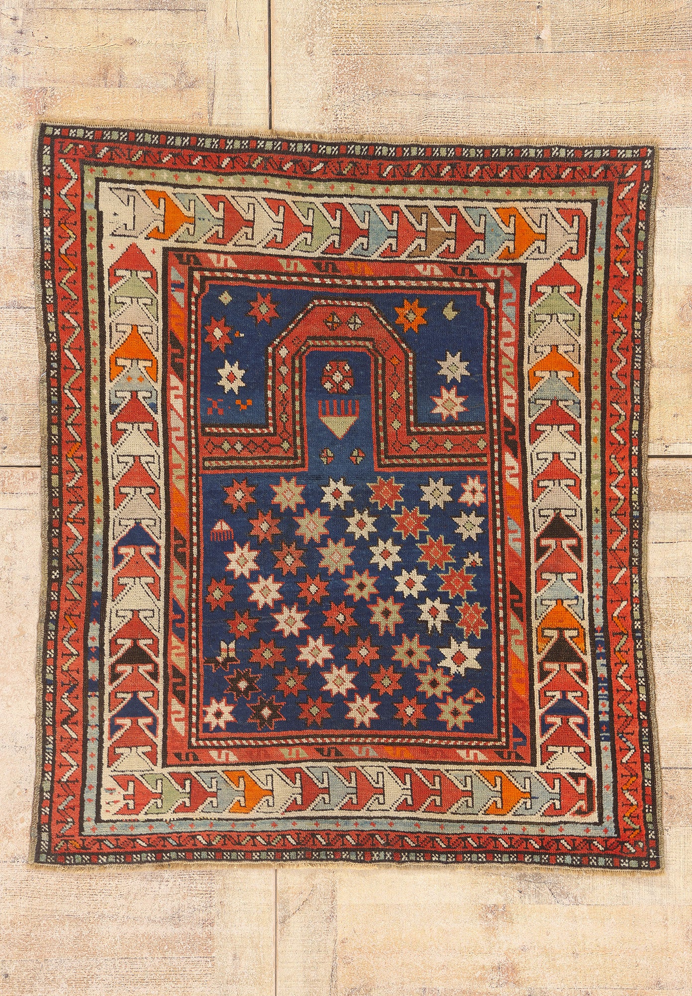 3 x 4 Antique Caucasian Kazak Prayer Rug 78977