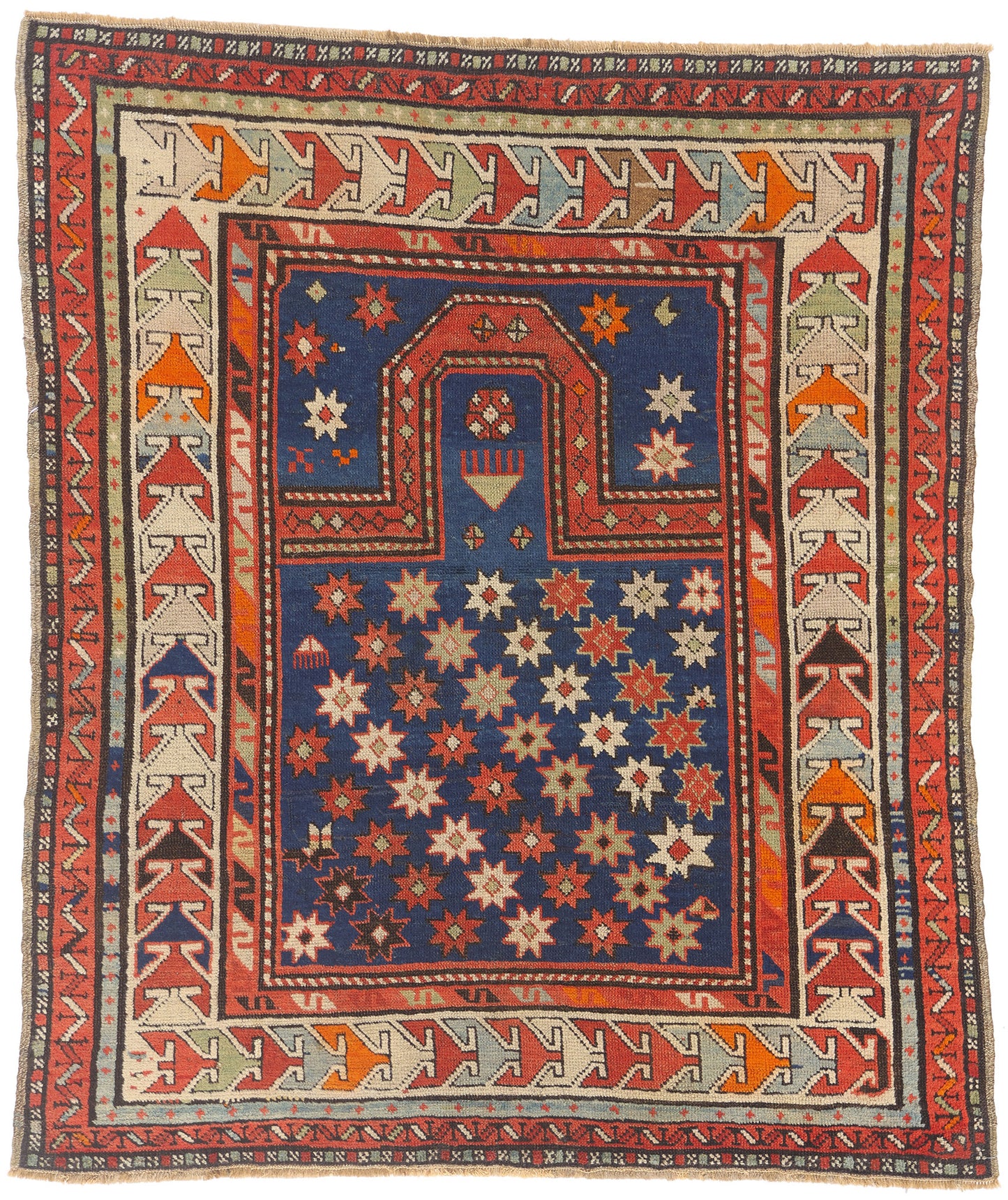 3 x 4 Antique Caucasian Kazak Prayer Rug 78977