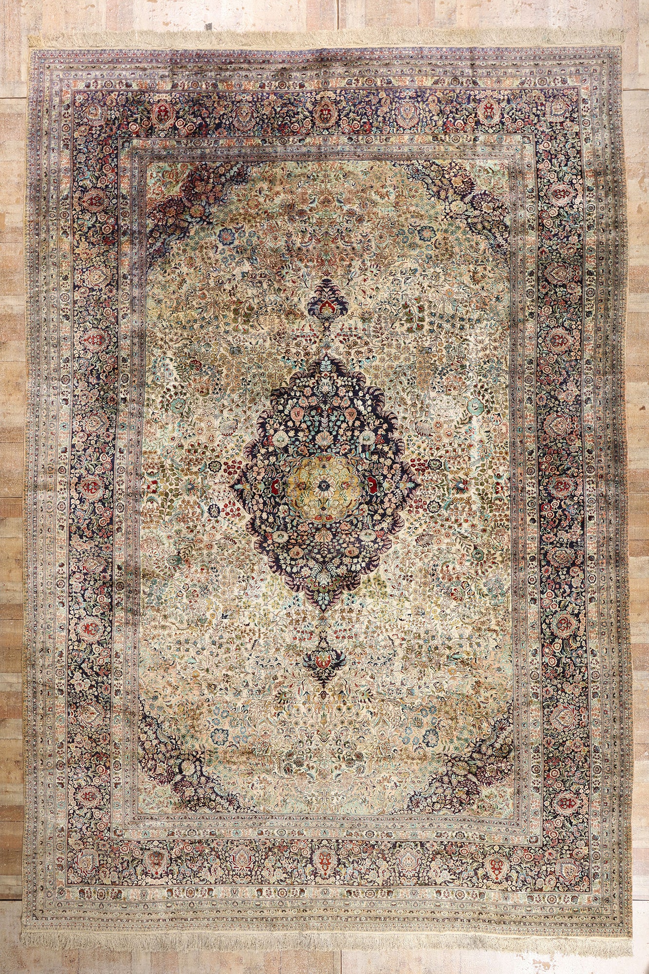 12 x 18 - Beige Vintage Chinese Qum Rug - 79157