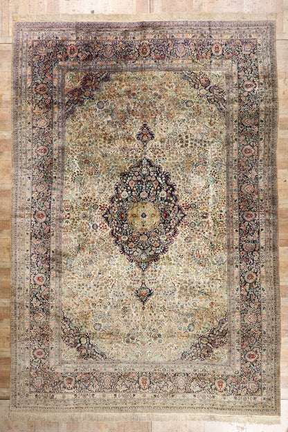12 x 18 - Beige Vintage Chinese Qum Rug - 79157