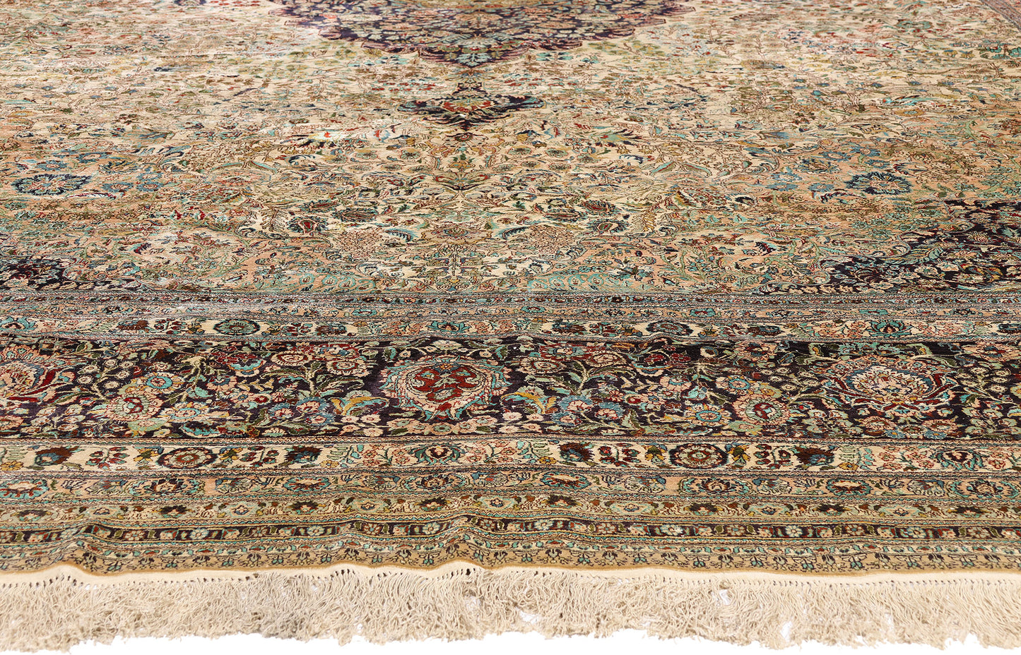 12 x 18 - Beige Vintage Chinese Qum Rug - 79157