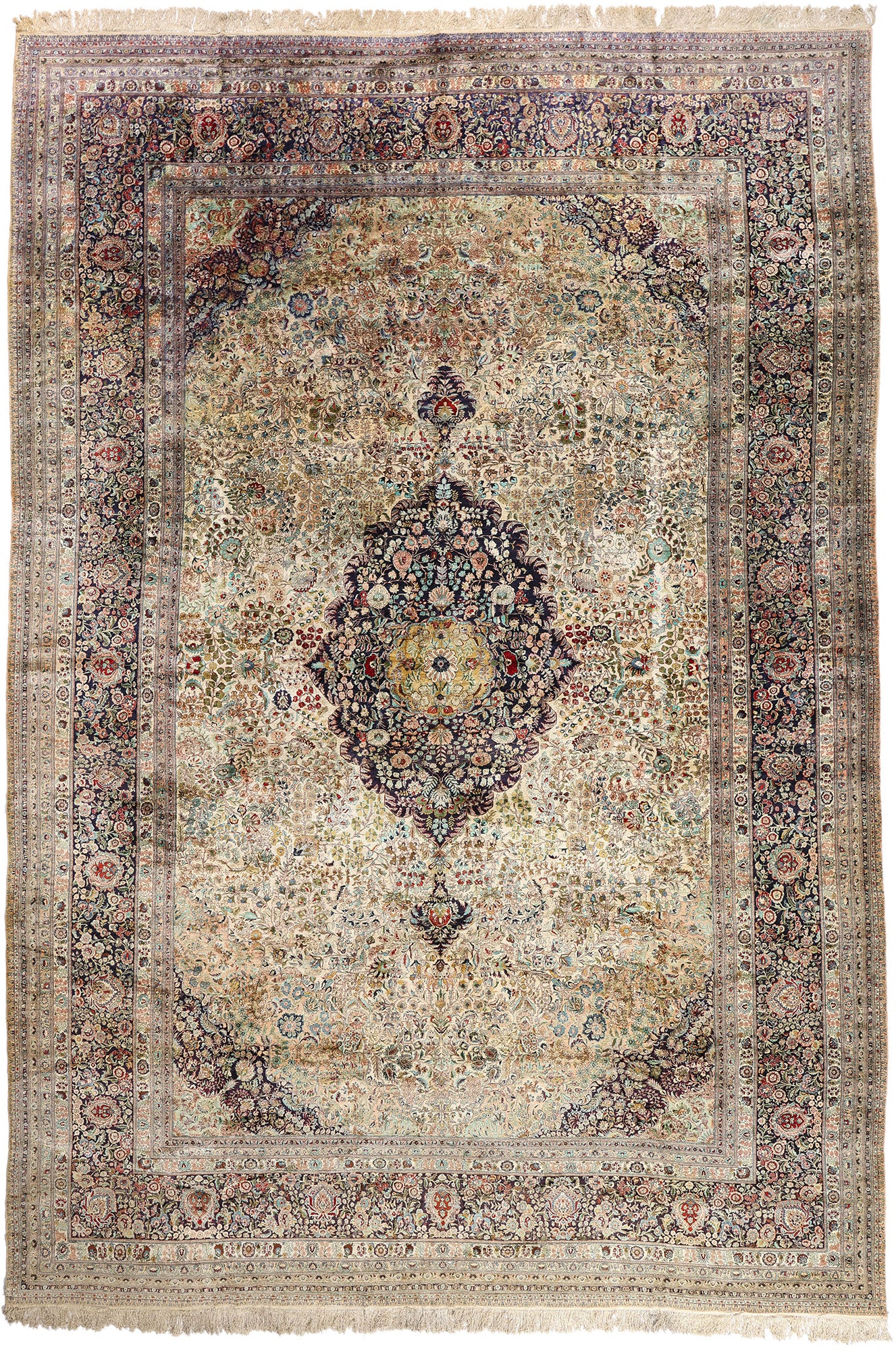 12 x 18 - Beige Vintage Chinese Qum Rug - 79157