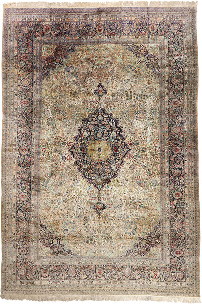 12 x 18 - Beige Vintage Chinese Qum Rug - 79157