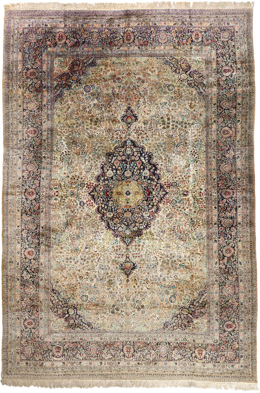 12 x 18 - Beige Vintage Chinese Qum Rug - 79157