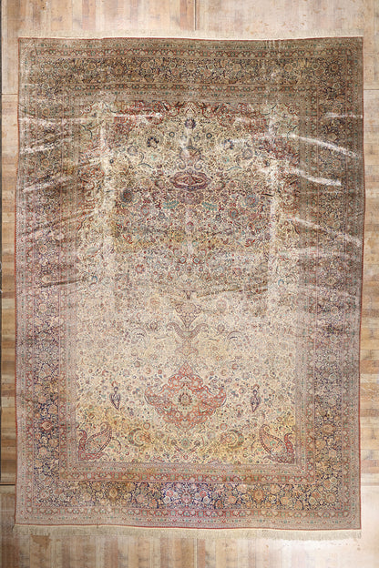 14 x 20 - Beige Vintage Chinese Qum Rug - 79158