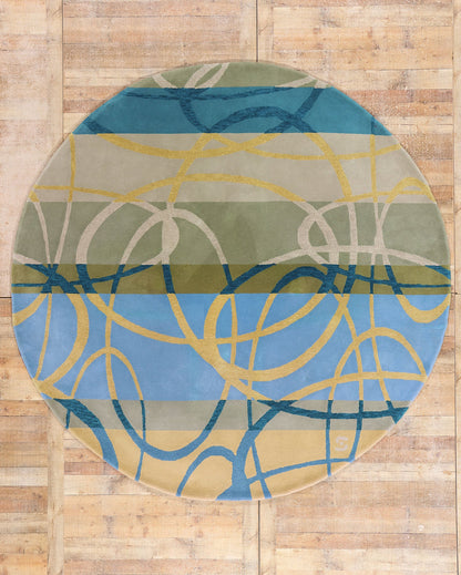 9 x 9 Blue Vintage Chinese Hooked Rug 79237