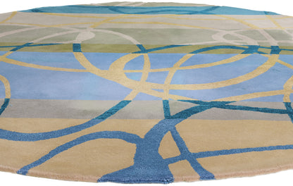 9 x 9 Blue Vintage Chinese Hooked Rug 79237