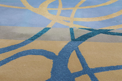 9 x 9 Blue Vintage Chinese Hooked Rug 79237